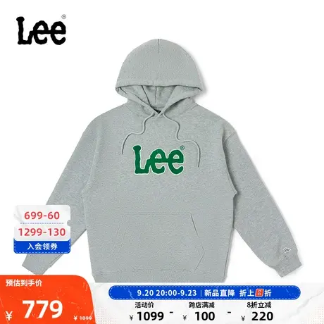Lee韩国设计23春夏新品舒适版浅灰男女同款卫衣LUT006411203-851图片