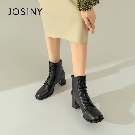 卓诗尼高跟短靴女鞋2023新款秋冬季马丁靴显瘦增高加绒英伦风女靴图片