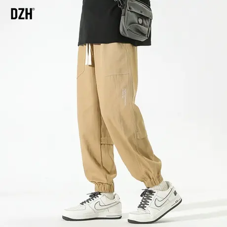 男士卡其色束脚裤子男秋季宽松美式工装裤2023新款休闲运动裤男裤商品大图