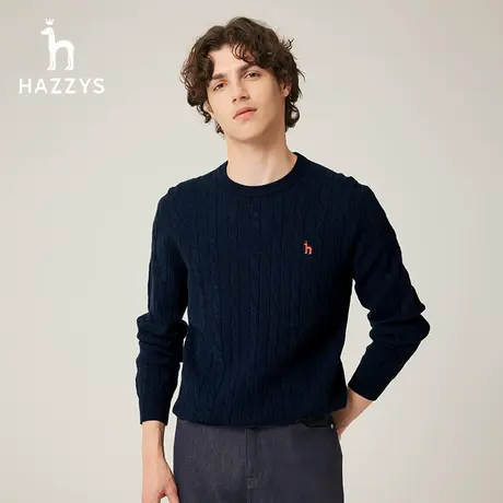 【商场同款】Hazzys哈吉斯秋冬新款男士毛衣上衣保暖针织羊毛衫潮图片