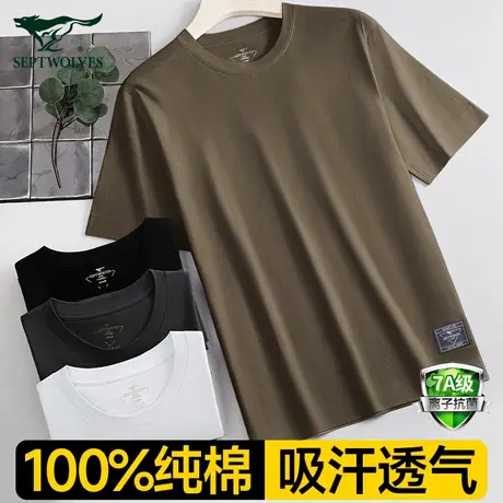 七匹狼t恤短袖男款上衣纯棉夏天高端品牌青少年半袖汗衫男生背心商品大图