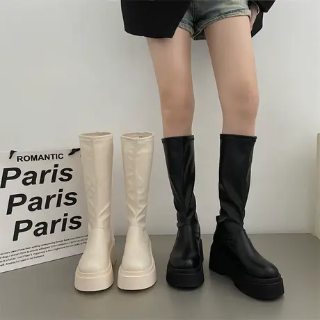 气质显瘦长靴女2023年新款夏季爆款厚底靴子时尚不过膝复古长筒靴图片