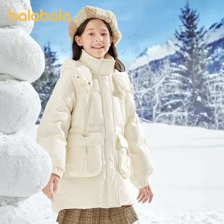 巴拉巴拉儿童羽绒服2025新款秋冬季女中大童加厚保暖甜美韩版外套商品大图