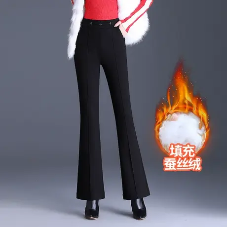 保暖蚕丝绒棉裤微喇裤女冬季2023新款高腰显瘦通勤加厚长裤休闲裤图片
