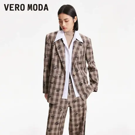 Vero Moda奥莱西装外套女春秋新款休闲格纹复古字母印花上衣流行商品大图