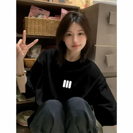 美式高街复古夏季短袖t恤女2025宽松慵懒风设计感小众百搭上衣ins图片