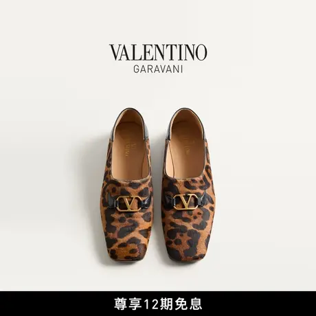 [秋冬新品]华伦天奴VALENTINO男士BABOUCHE 豹纹印花牛毛皮乐福鞋图片