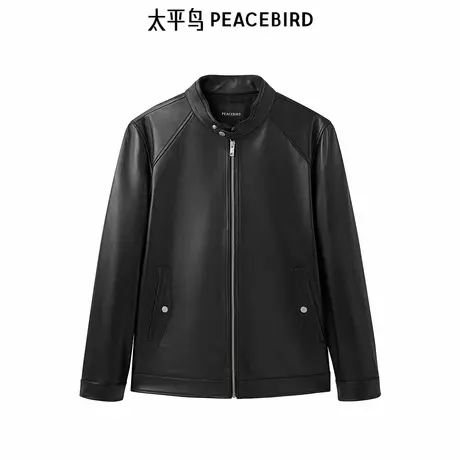 【商场同款】太平鸟男装老钱风质感皮衣夹克B1BDE4F05商品大图