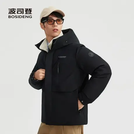 波司登2025新款冬季羽绒服男士短款连帽时尚休闲拼色工装舒适简约图片
