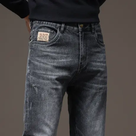 秋季2023年新款男装弹力直筒美式休闲牛仔裤春秋款高街水洗男裤子商品大图