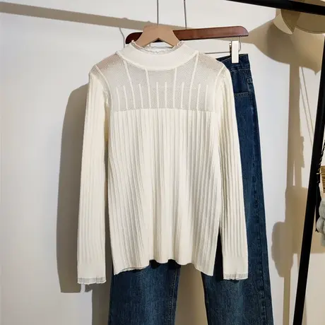 半高领内搭针织衫女秋冬2023新款设计感小众气质显瘦长袖打底上衣商品大图