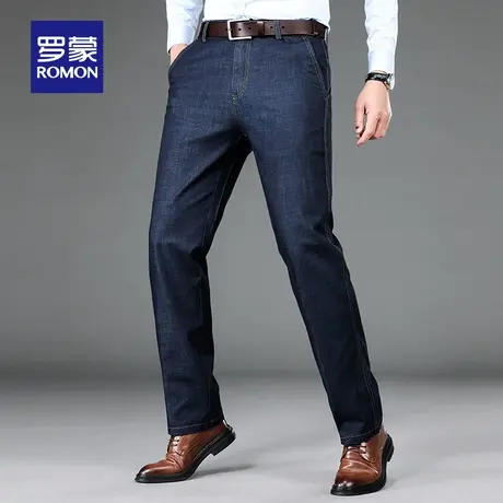 【官方正品】罗蒙2023夏季薄款牛仔裤中青年男士休闲弹力直筒长裤商品大图