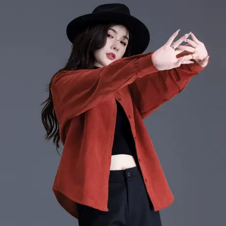 灯芯绒外套休闲衬衫女2023秋冬款条绒上衣长袖小个子气质开衫宽松商品大图