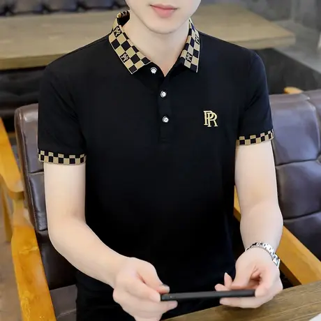 POLO衫男短袖t恤翻领男装夏季潮流半袖棉感上衣2025夏款高端体恤商品大图
