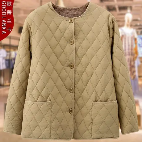 大码中年妈妈秋冬兔毛夹棉棉服女宽松洋气两面穿加绒保暖棉衣外套商品大图