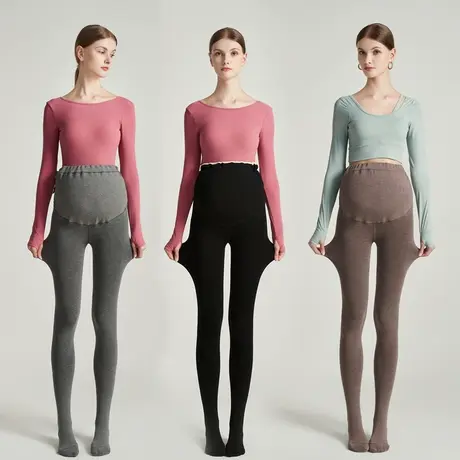 孕妇打底袜秋冬加绒加厚保暖棉裤不掉档连裤袜托腹裤袜外穿打底裤图片