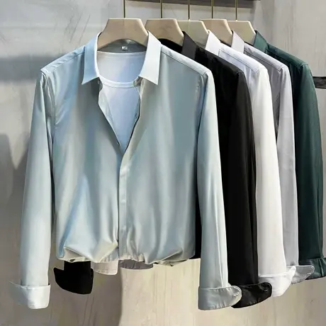 2023春秋新款免烫白色衬衫男长袖韩版潮流休闲职业正装商务衬衣商品大图