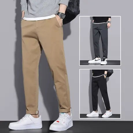 卡其色工装休闲裤子男士直筒宽松春季秋冬款春秋款高级感痞帅男裤商品大图