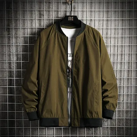 秋冬季棒球领外套男潮牌ins宽松飞行员夹克百搭胖子大码男装上衣商品大图