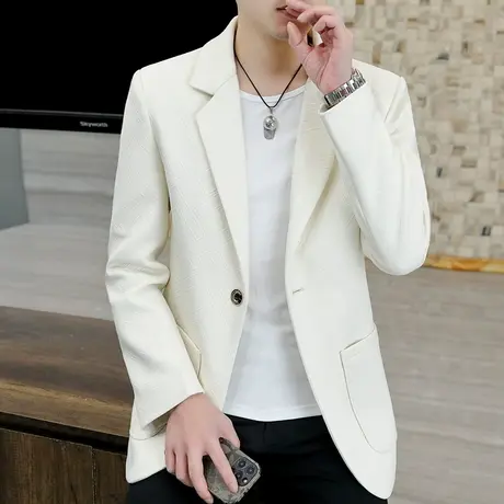 春秋季薄款休闲西服男士韩版高质感小西装潮流修身帅气潮男装外套商品大图