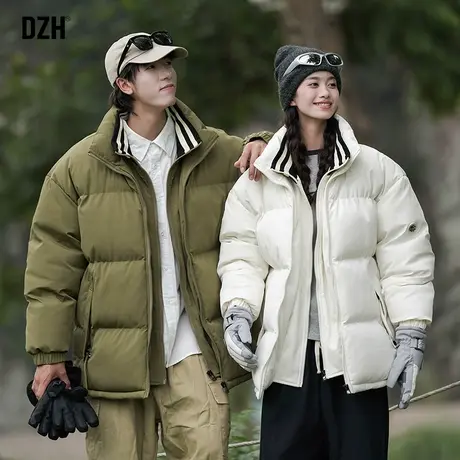 情侣假两件棉服男冬季2023新款情侣装冬外套高级感短款面包服棉衣图片