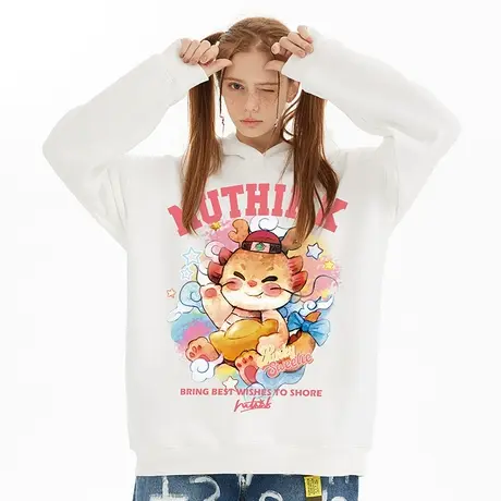 Nuthink春节喜庆衣服新年过年龙年直喷卡通龙图案卫衣潮牌男外套商品大图