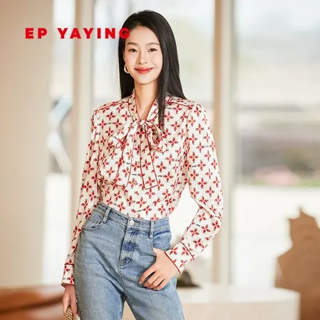 [真丝系列]EP YAYING雅莹女装 飘带领印花衬衫 2023新品2220A商品大图