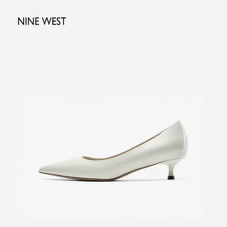 Nine West/玖熙都市晨曦真皮小猫跟单鞋女2025夏季新款浅口高跟鞋图片