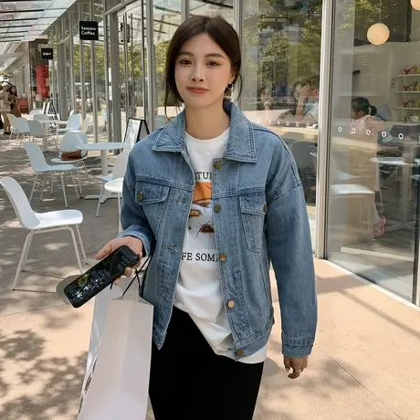 唐狮秋季牛仔外套女ins潮小众设计感超好看春秋季休闲上衣短外套图片