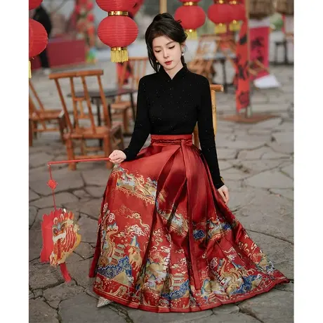 订婚礼服红色马面裙婚服日常可穿敬酒服2024新款新娘小个子新中式图片