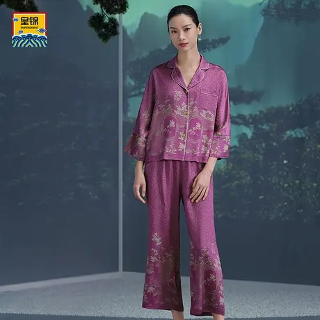 爱慕皇锦真丝印花女士睡衣长袖分身家居服套装-窗影HJ21444商品大图