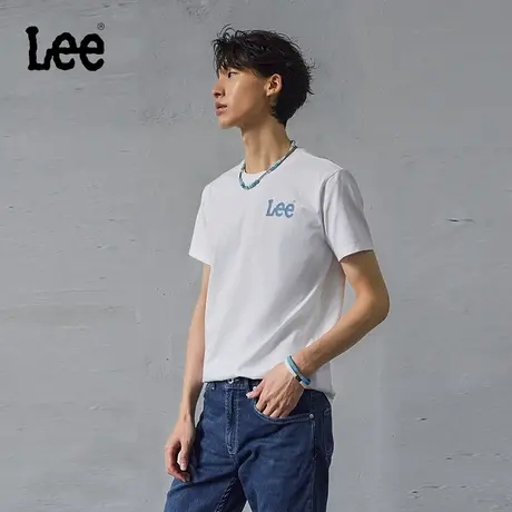 Lee商场同款24早春新品修身版圆领Logo印花男短袖T恤LMT007521K99商品大图