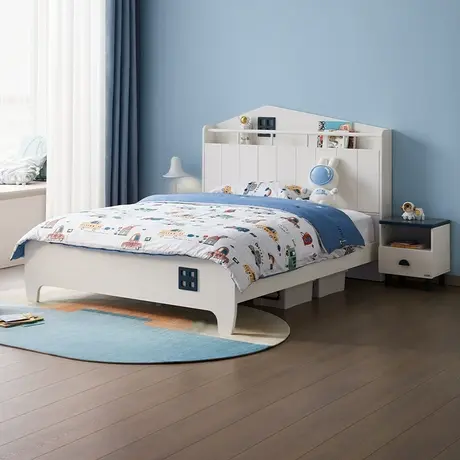 全友家居储物儿童床田园风卧室1.5米1.2米青少年收纳储物床121377图片