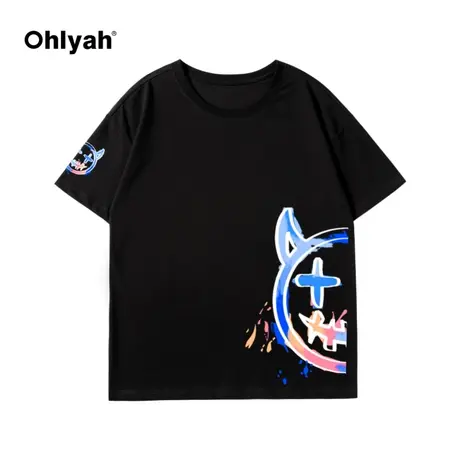 2023新款印花纯棉短袖T恤女夏季ins潮牌韩版宽松港风休闲情侣体恤商品大图