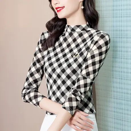 半高领打底衫女春秋冬百搭洋气2023新款上衣内搭长袖加绒加厚时尚商品大图