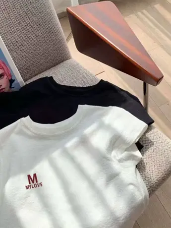 仿棉短袖t恤女夏季新款韩版宽松显瘦百搭印花圆领短款上衣体恤衫商品大图