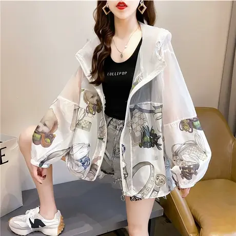 防晒衣女2022新款夏季宽松透气薄款网纱防晒服开衫休闲时尚外套潮商品大图