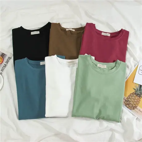 春秋衣宽松外穿黑色上衣内搭秋冬季洋气百搭打底衫女白色长袖t恤图片