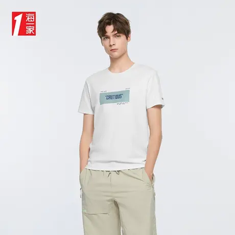 海一家基础日常短T新款清新印花圆领时尚休闲短袖T恤男图片