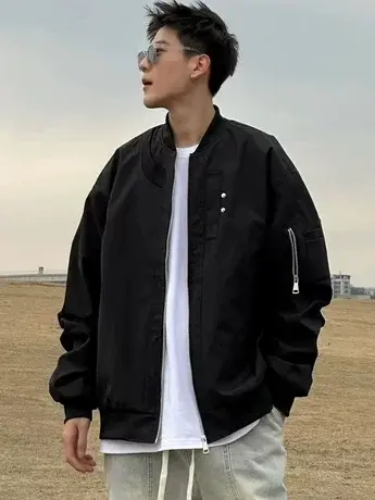 春秋季男士夹克宽松潮流休闲男装ins百搭情侣款高街飞行服外套女商品大图