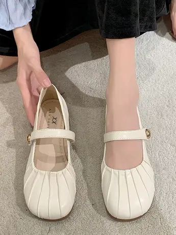 玛丽珍鞋女平底单鞋夏季2023年新款浅口奶奶鞋温柔风配裙子小皮鞋商品大图
