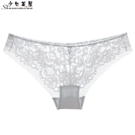 少女美屋法式性感透明三角裤女士提臀低腰透视诱惑内裤头灰色春夏商品大图