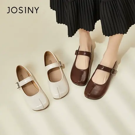 Josiny/卓诗尼低跟玛丽珍鞋女2024春季新款一字扣简约风平底单鞋商品大图