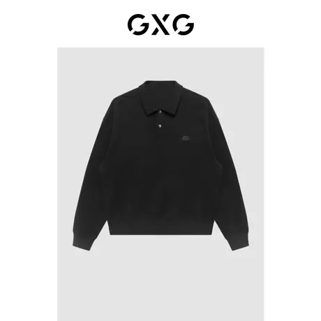 GXG男装 商场同款黑色翻领长袖卫衣 22年秋季城市户外系列图片
