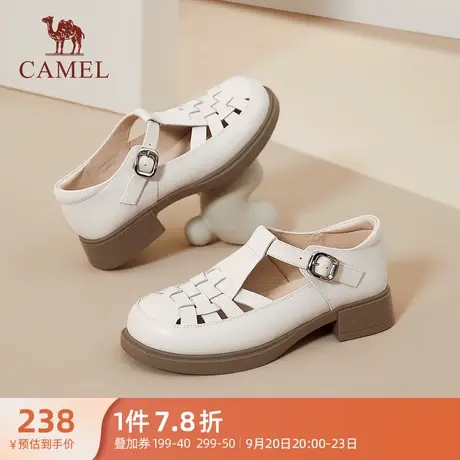 骆驼女鞋2023年夏季新款时装休闲厚底中跟凉鞋女百搭罗马凉鞋女图片