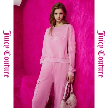 Juicy Couture橘滋秋季装女2023年新款半糖主义logo刺绣水洗卫衣商品大图