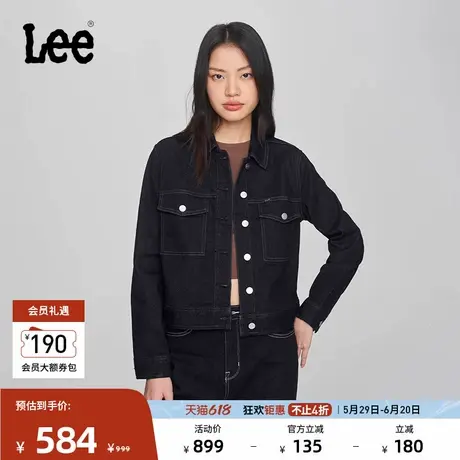 Lee商场同款舒适短身款清水洗女长袖牛仔夹克外套潮流图片