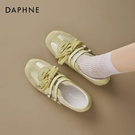 达芙妮运动玛丽珍鞋女2025新款夏季透气凉鞋芭蕾单鞋子黄色德训鞋商品大图