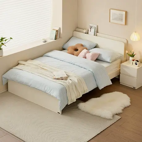 全友家居2025新款现代简约1米8双人大床卧室收纳储物1米5单人床商品大图