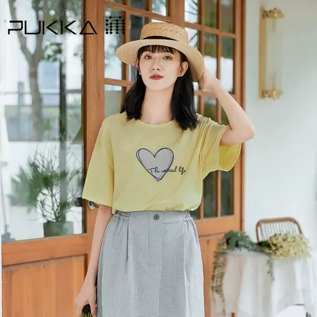 蒲PUKKA 女装纯棉T恤夏季新款宽松设计感时尚上衣商场同款图片
